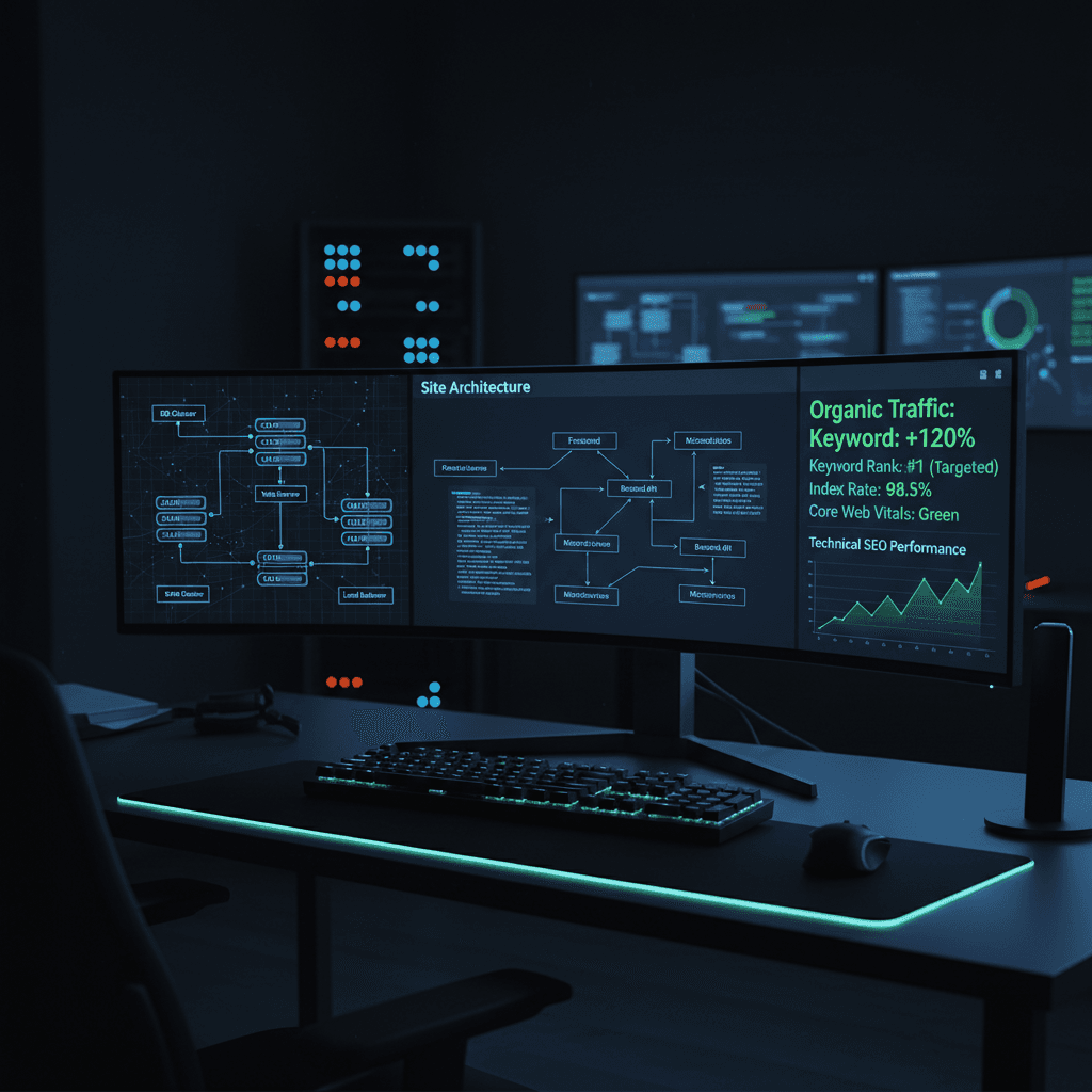 Developer workspace showing SEO-ready technical architecture and site structure